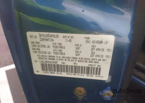 2004 Jeep Liberty Limited Edition from USA, damaged, VIN 1J4GL58K04W194387